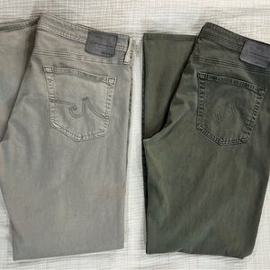 Lot of 2 AG Adriano Goldschmied The Protege Straight leg Pants 36x34 Green Gray